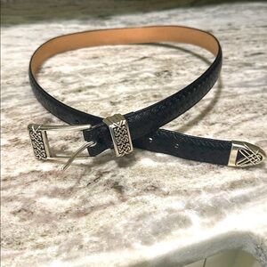 Vintage Brighton Belt Size M/L 32 Black Leather Braided Filigree